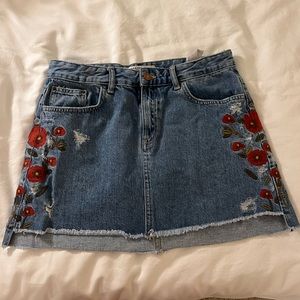 Zara Denim Skirt with Flower Details